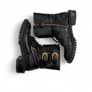 Frame Denim Black Combat & Moto Boots